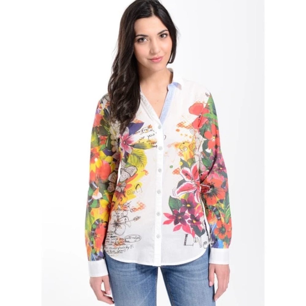 Floral Print Women Button-Up Blouse Desigual XS